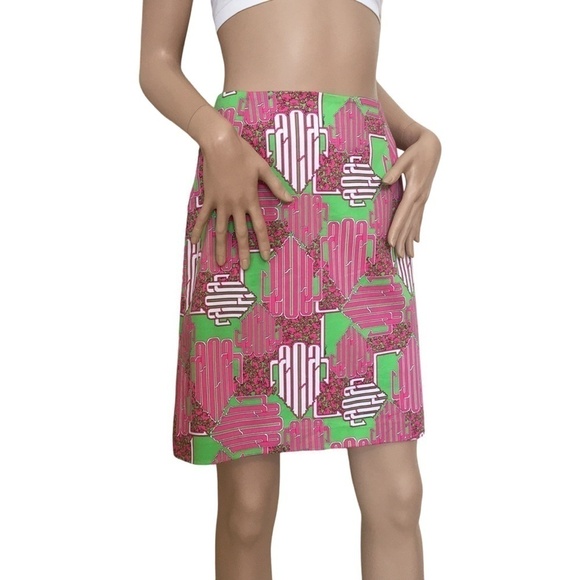 MELLY M Madden Mini Skirt Geometrical Abstract Neon Print Made in the USA - Picture 8 of 10